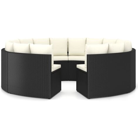 vidaXL Salon de Jardin et Coussins Résine Tressée Mobilier Gris/Noir 4/6/8 pcs