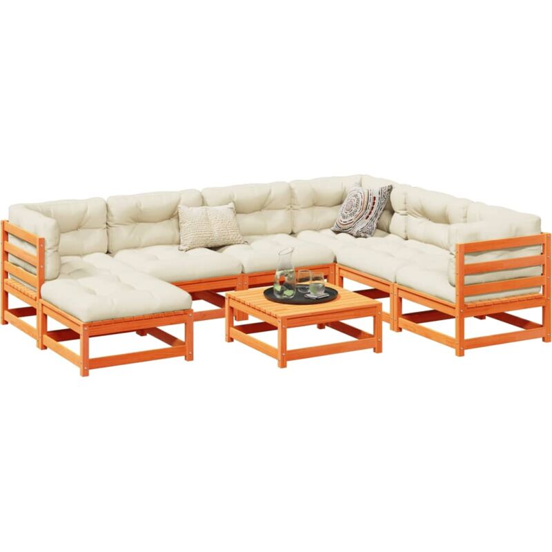 Vidaxl - Salon de jardin 8 pcs marron cire bois de pin massif