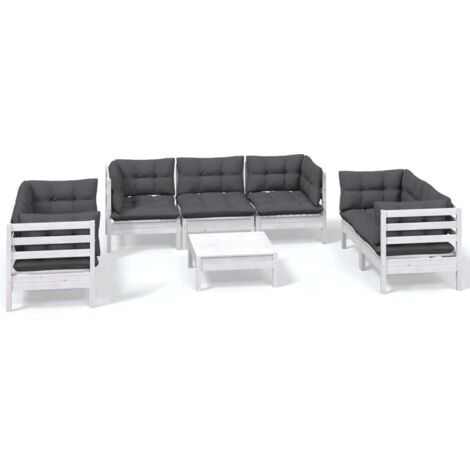 Salon de jardin 8 pcs Contemporain, Ensemble repas de jardin, avec coussins Bois de pin massif OIB8225E