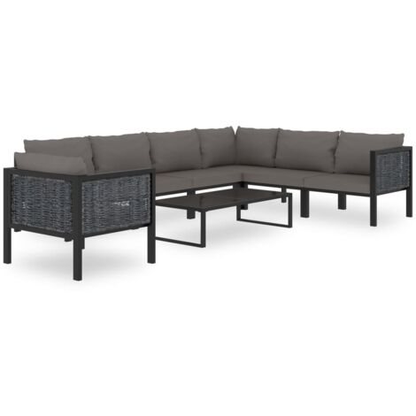 Salon de jardin 8 pcs Ensemble Table et Chaise de Jardin - avec coussins Résine tressée Anthracite BV672839 - BonneVie