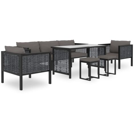 Salon de jardin 8 pcs Meuble de jardin Mobilier de jardin avec coussins Résine tressée Anthracite 41058