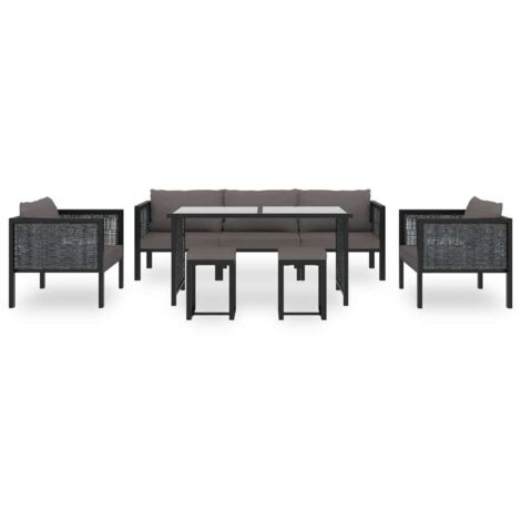 Salon de jardin 8 pcs Mobilier de jardin avec coussins Résine tressée Anthracite