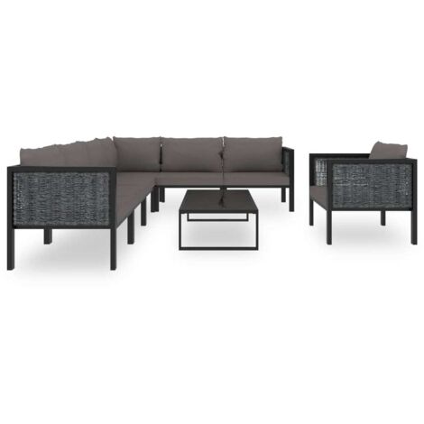 Salon de jardin 8 pcs Mobilier de jardin avec coussins Résine tressée Anthracite