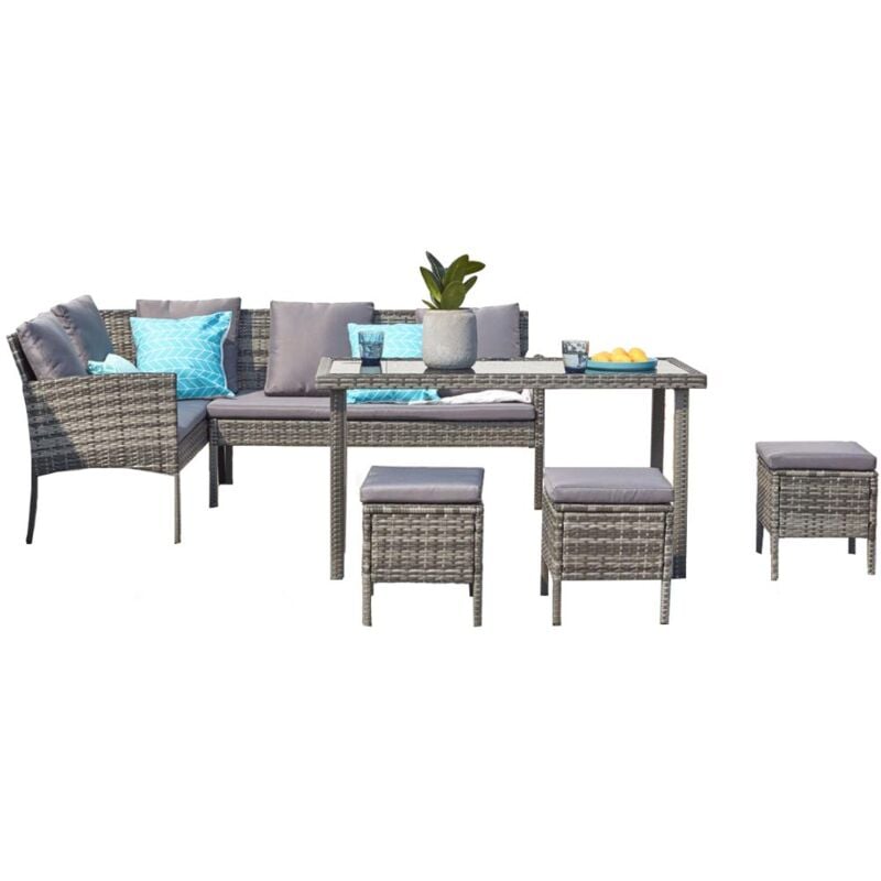 Cordoba, salon de jardin résine noir gris 8places