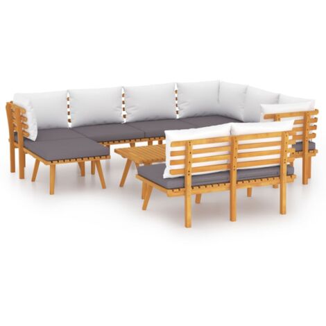 Bois d'Acacia Solide Salon de Jardin 4 pcs avec Coussins Multi-modèle vidaXL