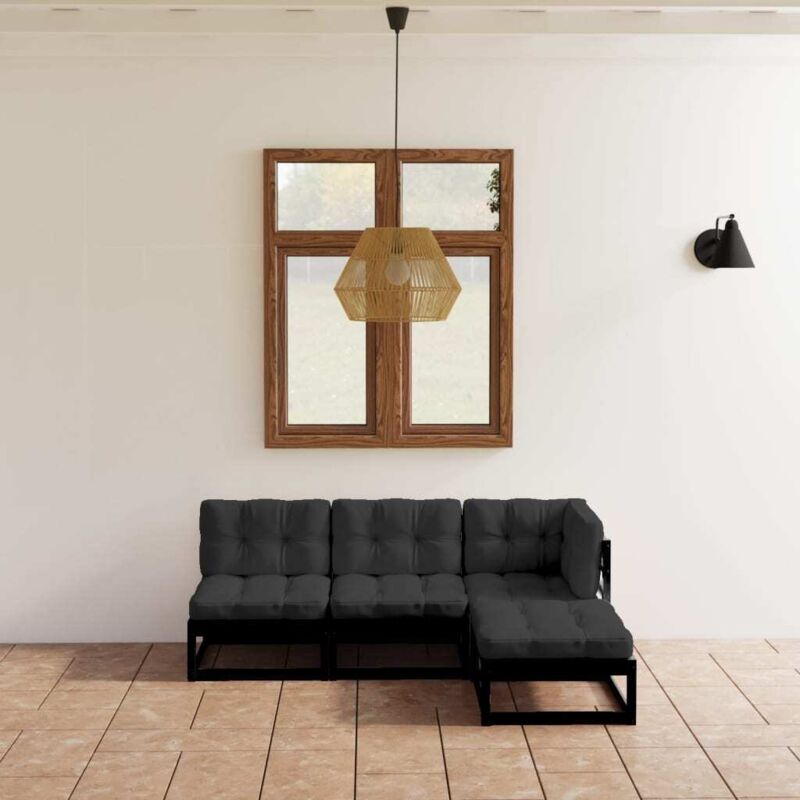 Vidaxl - Salon de jardin 4 pcs avec coussins Bois de pin massif