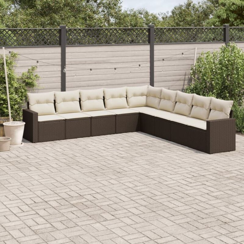 Vidaxl - Salon de jardin avec coussins 9 pcs marron résine tressée