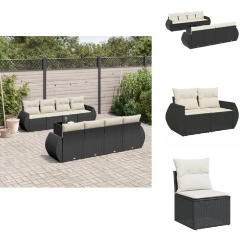Salon de jardin 9 pcs avec coussins noir résine tressée - Ensemble Salon De Jardin - Salon De Jardin Design - Meuble De Jardin - Mobilier De Jardin - Résine Tressée