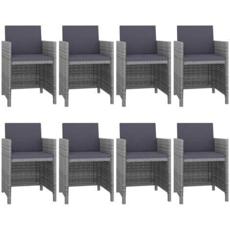 Salon de jardin 9 pcs Contemporain, Ensemble repas de jardin, avec coussins Résine tressée Anthracite OIB2894E