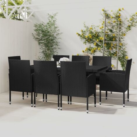 Salon de jardin 9 pcs - Mobilier de jardin - Ensemble de salle à manger de jardin Résine tressée Noir Chic-283105