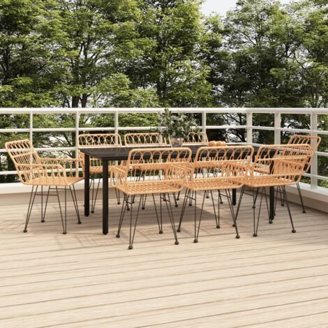 Salon de jardin 9 pcs - Mobilier de jardin - Ensemble Table à manger + 8 chaises Résine tressée Chic-681333