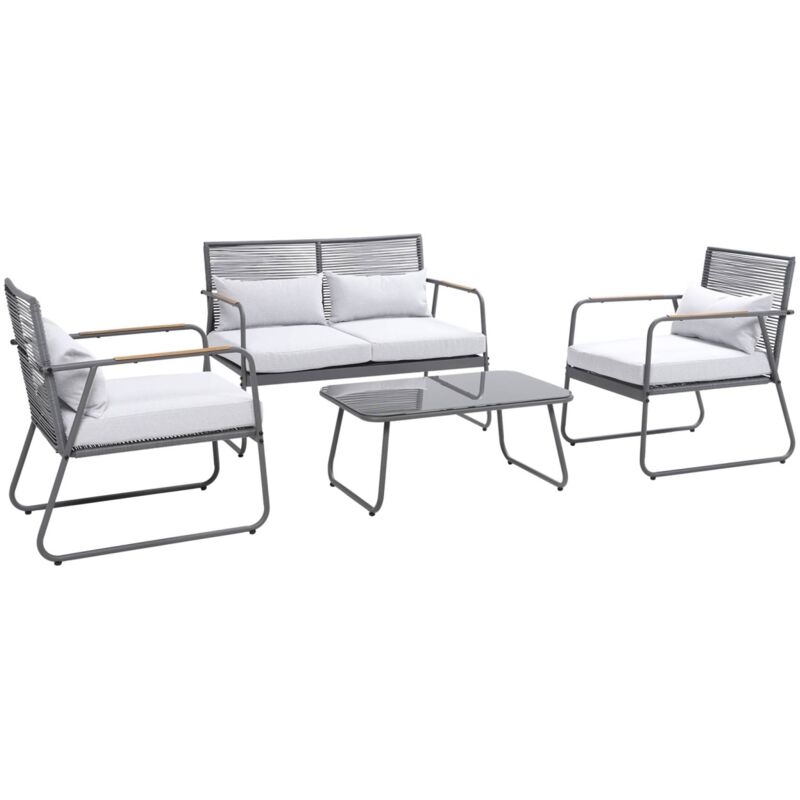 Sweeek - Salon de jardin en acier foggia. 4 places. anthracite