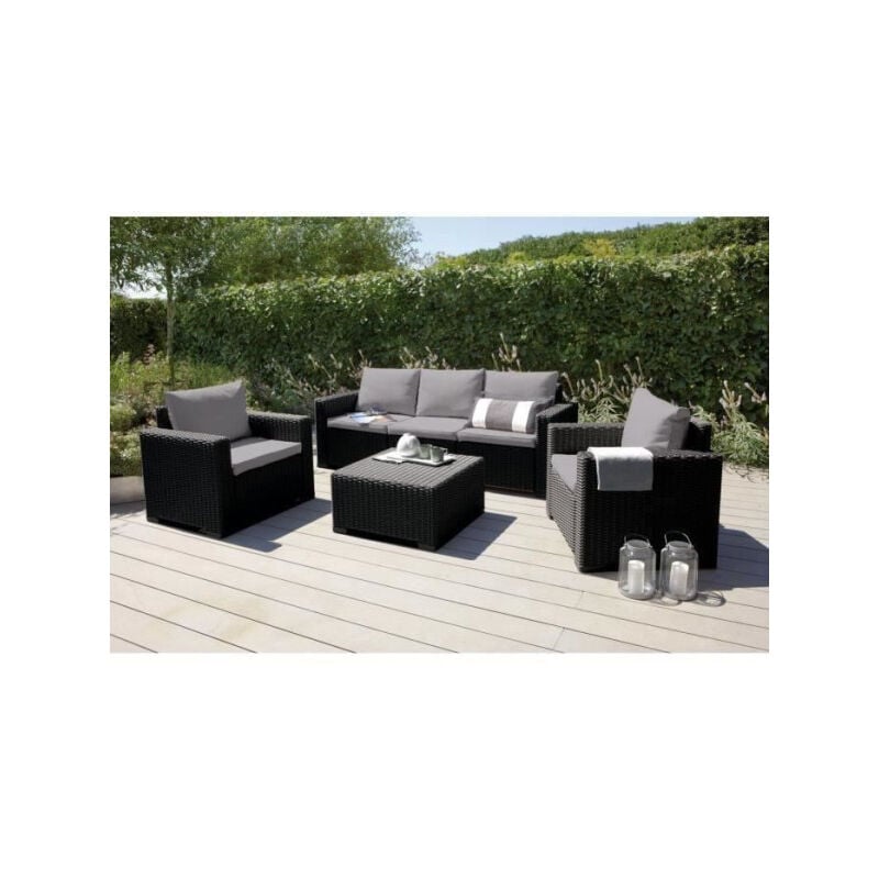 Salon de jardin - ALLIBERT - CALIFORNIA - Modulable - Gris