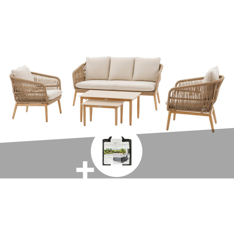 Salon de jardin alu effet bois brossé Orissa taupe +