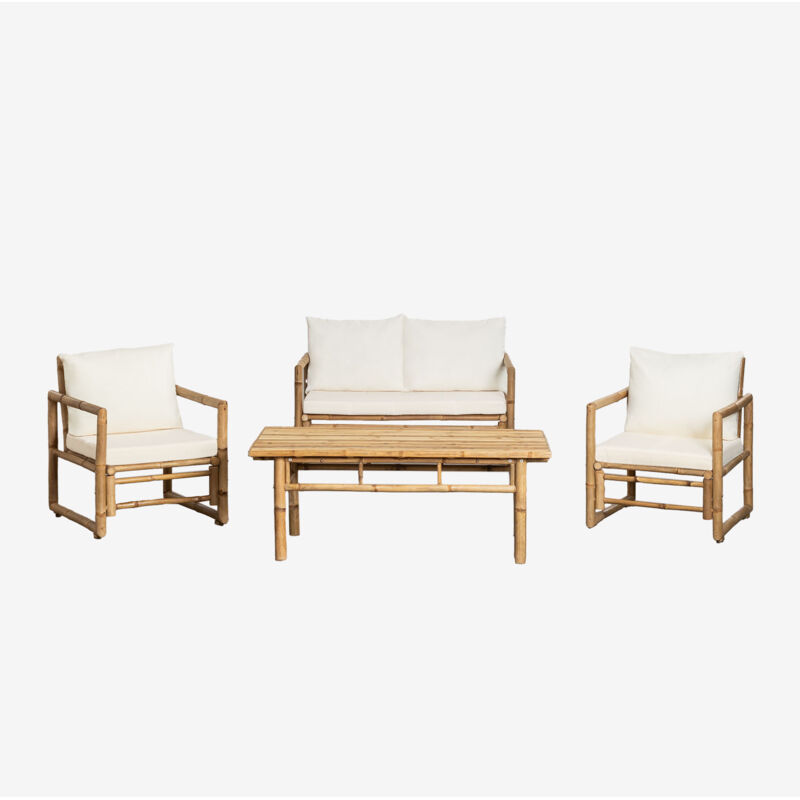 Sklum - Salon de jardin composé d'un canapé 2 places, 2 fauteuils et table basse en bambou Livayna Sklum - Salon de jardin composé d'un canapé 2 places, 2 fauteuils et table basse en bambou Livayna