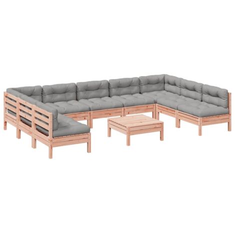 Salon de jardin avec coussins 10 pcs bois massif sapin douglas vidaXL