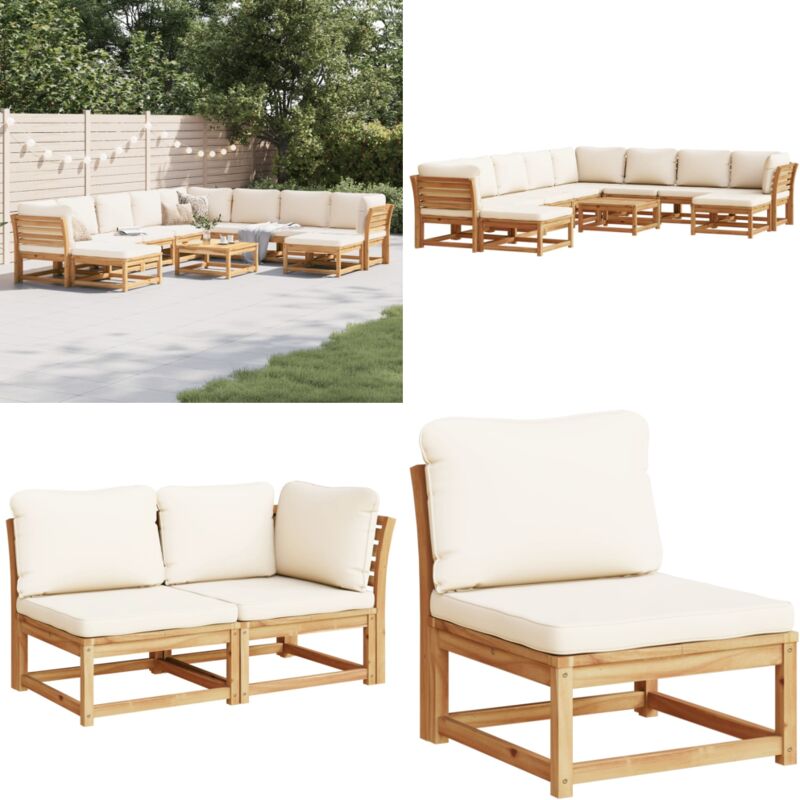 Salon de jardin avec coussins 11 pcs bois massif d'acacia - Meubles De Jardin - Salon De Jardin - Canapé Extérieur - Mobilier D'extérieur - Acacia