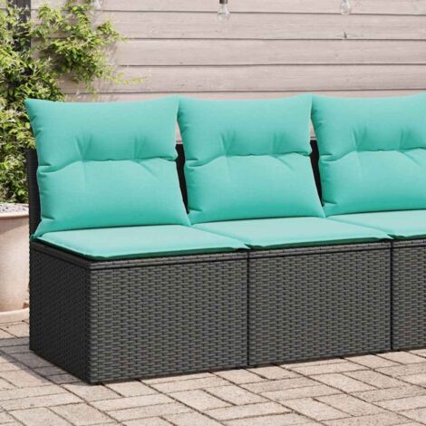 Salon de jardin avec coussins 2 pcs-Lot de 2 Mobilier de jardin-Meuble de jardin noir résine tressée acacia 550232
