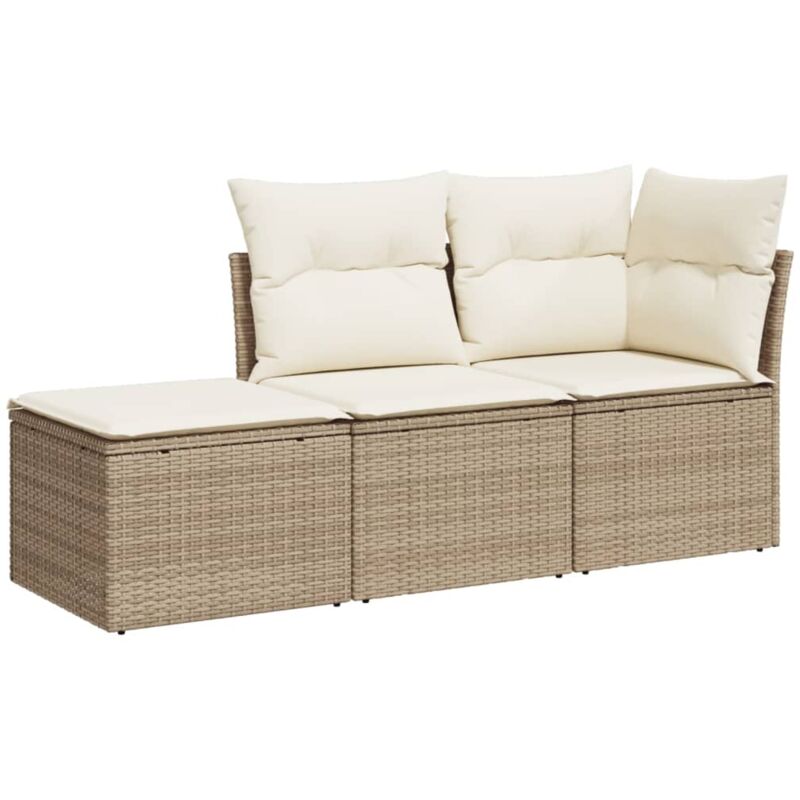 Vidaxl - Salon de jardin avec coussins 3 pcs beige résine tressée