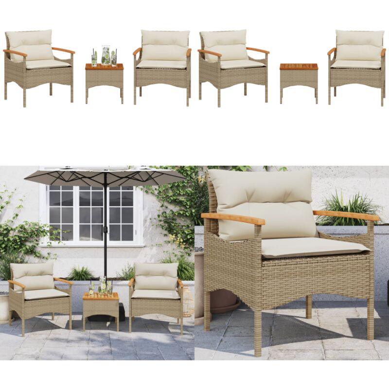 Salon de jardin avec coussins 3 pcs beige résine tressée - Ensemble Salon De Jardin - Mobilier De Jardin - Salon Extérieur - Résine Tressée - Rotin