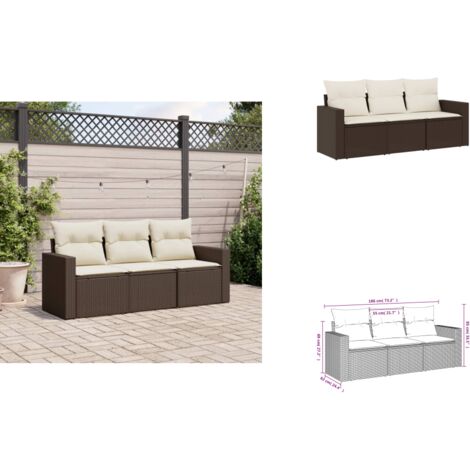 Salon de jardin avec coussins 3 pcs marron résine tressée - Salon De Jardin - Meuble De Jardin - Canapé Extérieur - Ensemble Salon De Jardin - Résine Tressée