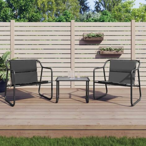 Salon de jardin avec coussins 3 pcs,Mobilier de terrasse,Table et Chaise pour Relax anthracite acier -YZ288852