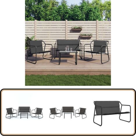 Salon de jardin avec coussins 4 pcs anthracite acier - Salon De Jardin - Mobilier De Jardin - Set De Salon - Table Basse - Chaises Pliantes