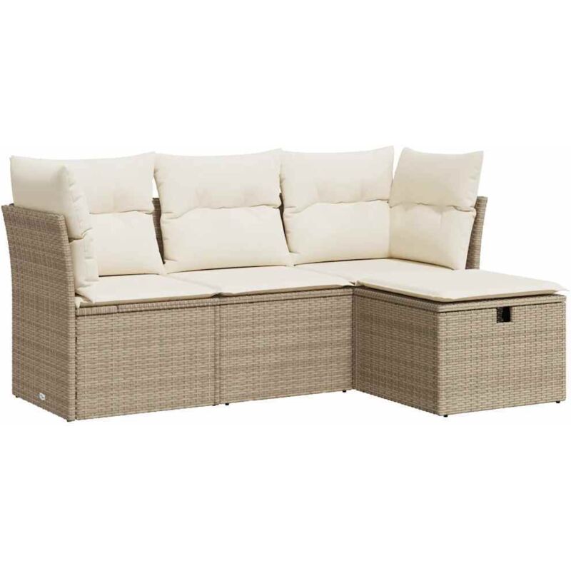 Vidaxl - Salon de jardin avec coussins 4 pcs beige résine tressée