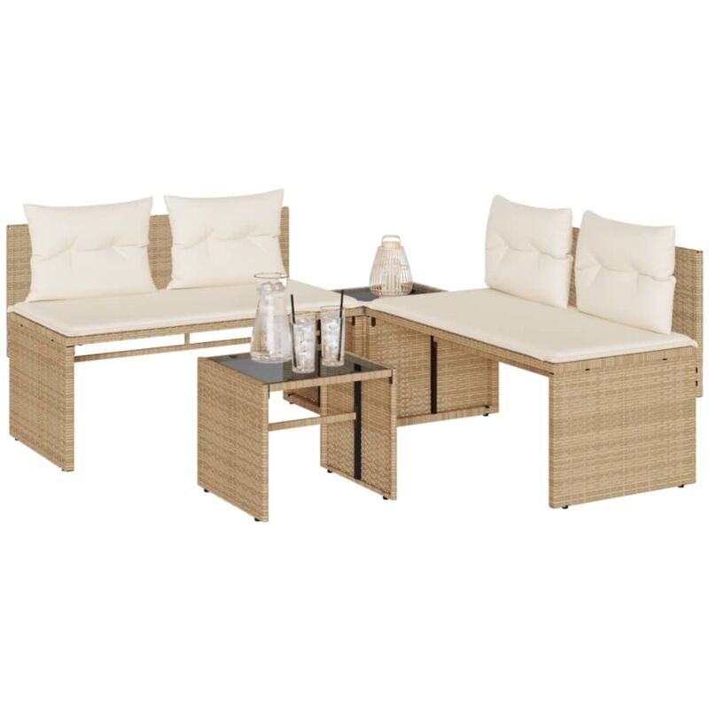 Vidaxl - Salon de jardin avec coussins 4 pcs beige résine tressée
