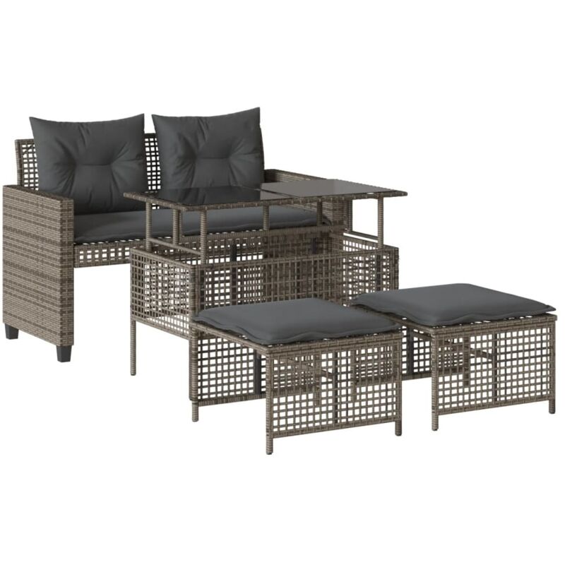 Vidaxl - Salon de jardin avec coussins 4 pcs gris résine tressée verre