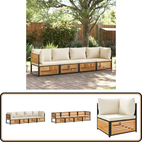 Salon de jardin avec coussins 4 pcs bois d'acacia massif - Ensemble Salon De Jardin - Canapé D'extérieur - Meuble De Jardin - Mobilier De Jardin - Salon De Jardin Acacia