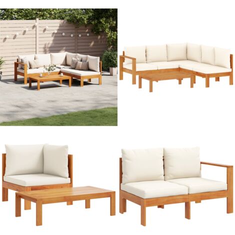 Salon de jardin avec coussins 4 pcs bois d'acacia massif - Ensemble Salon De Jardin - Canapé Extérieur - Meuble De Jardin - Salon De Jardin Acacia - Mobilier De Jardin - Home & Living