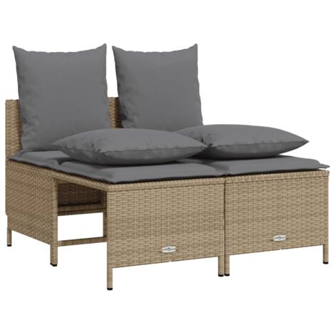 Salon de jardin avec coussins 4 pcs，Mobilier de jardin beige résine tressée CFW15048