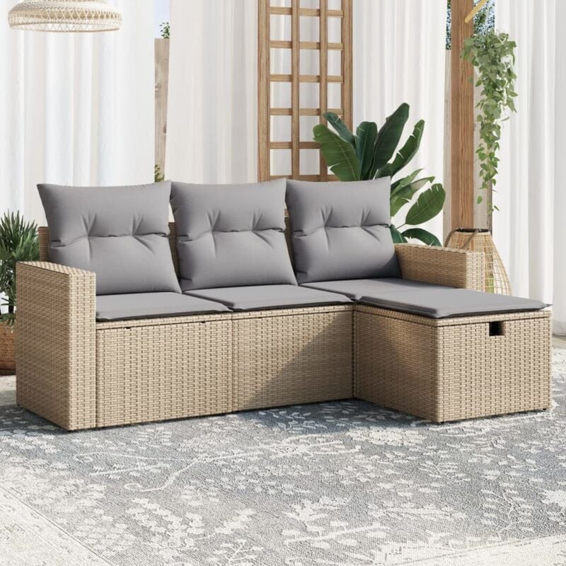 Vidaxl - Salon de jardin avec coussins 4pcs mélange beige résine tressée