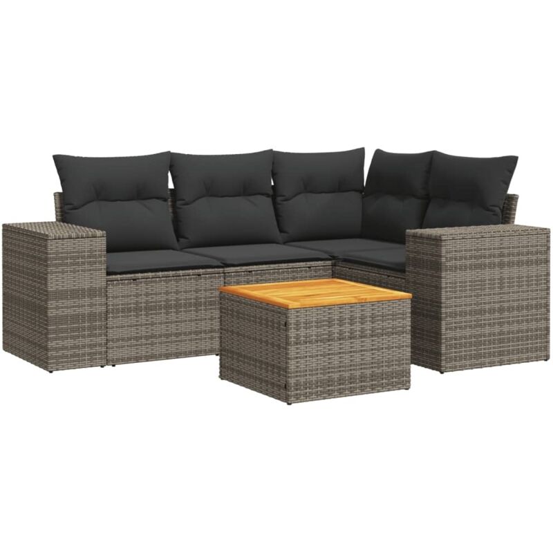 Vidaxl - Salon de jardin 5 pcs avec coussins gris résine tressée
