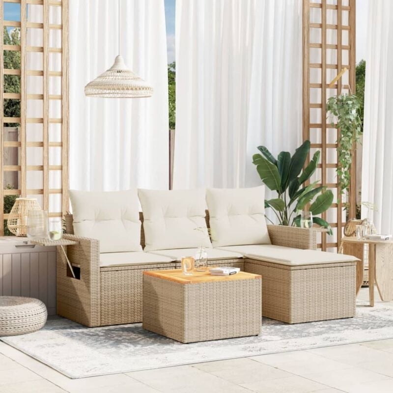 Vidaxl - Salon de jardin avec coussins 5 pcs beige résine tressée