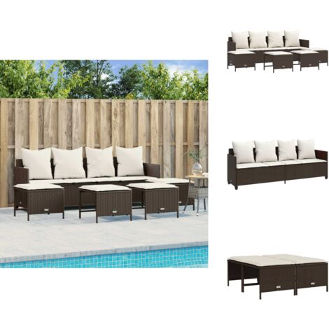 Salon de jardin avec coussins 5 pcs marron résine tressée - Ensemble Salon De Jardin - Salon De Jardin Extérieur - Mobilier De Jardin - Canapé Jardin - Chaise Lounge