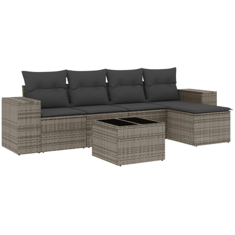 Vidaxl - Salon de jardin 6 pcs avec coussins gris résine tressée