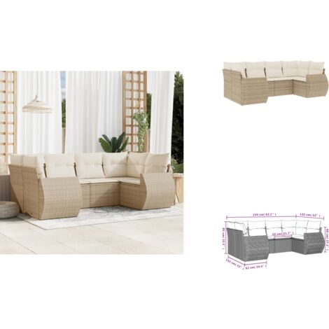 Salon de jardin avec coussins 6 pcs beige résine tressée - Ensemble Salon De Jardin - Mobilier De Jardin - Canapé Extérieur - Set Salon - Chaise Longue