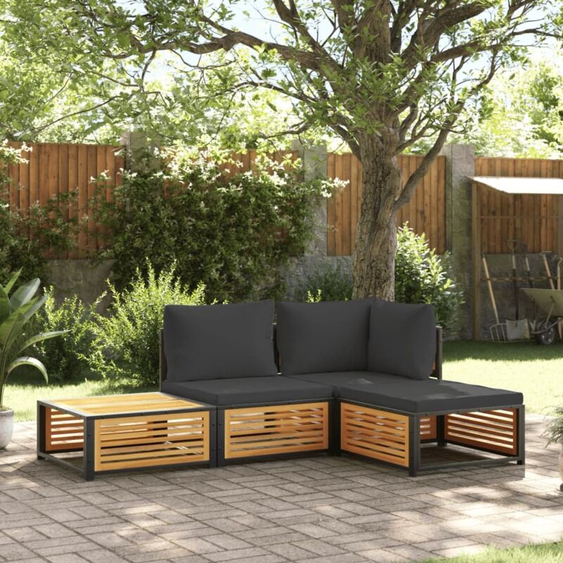 Vidaxl - Salon de jardin avec coussins 4 pcs bois d'acacia massif