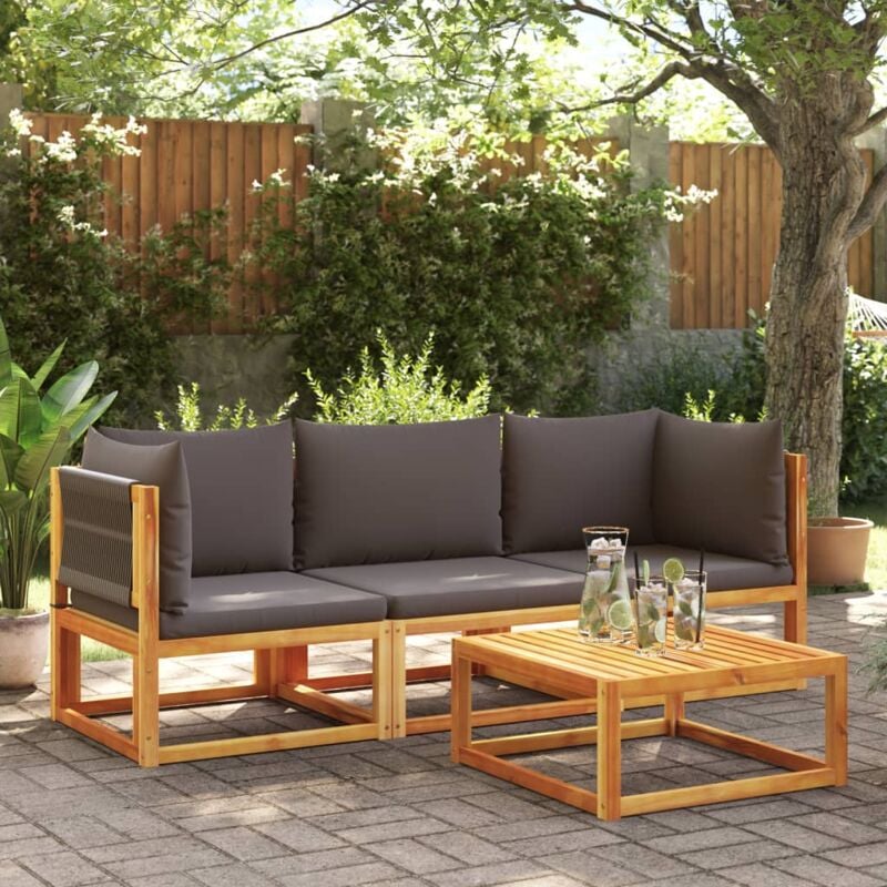Vidaxl - Salon de jardin avec coussins 3 pcs bois massif d'acacia