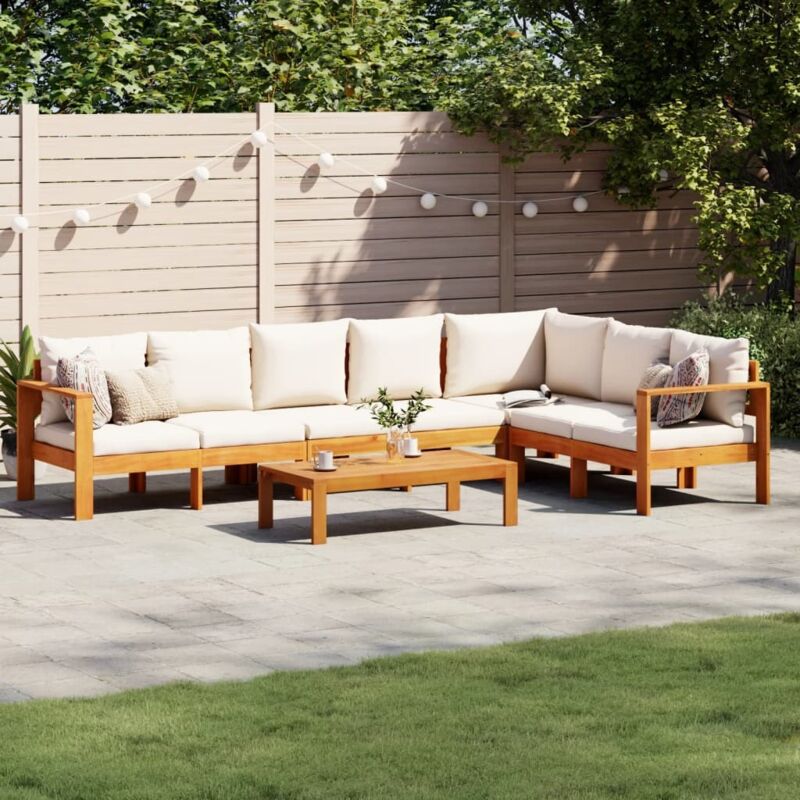 Salon de jardin avec coussins 5 pcs Bois d'acacia solide vidaXL