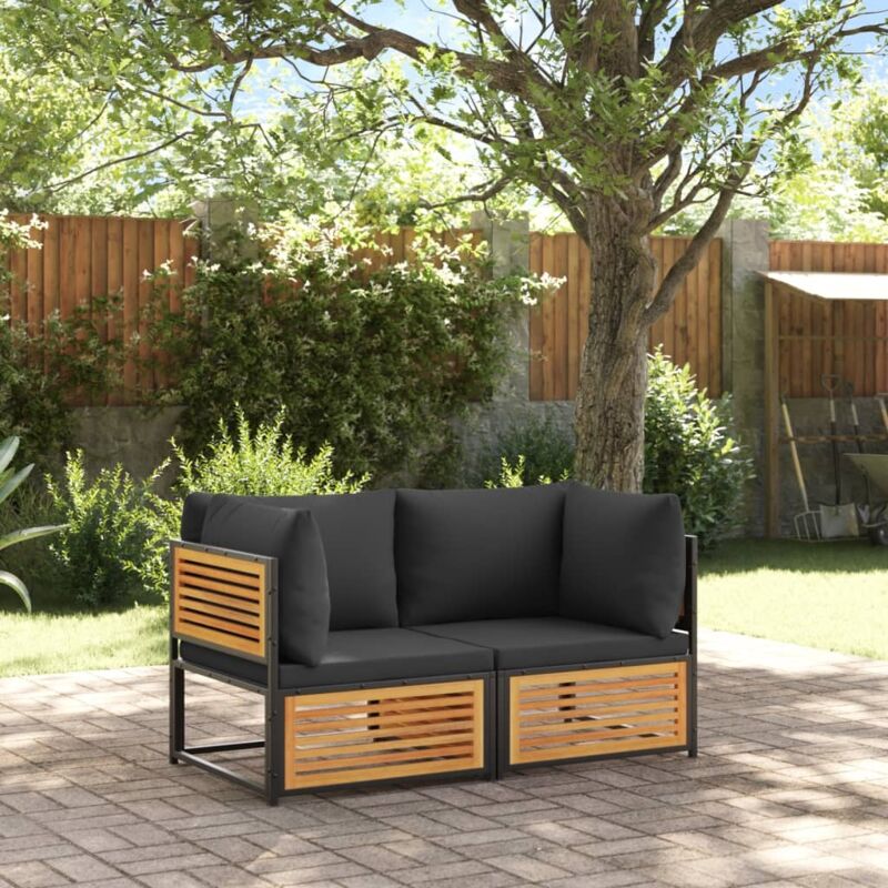 Vidaxl - Salon de jardin avec coussins 2 pcs bois massif acacia