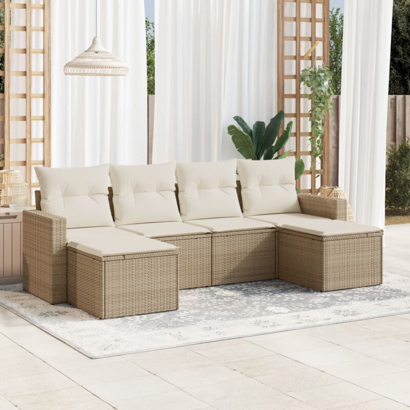 Vidaxl - Salon de jardin avec coussins 6 pcs beige résine tressée