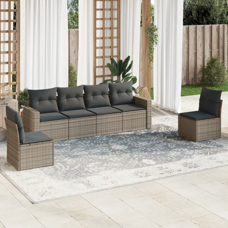 Vidaxl - Salon de jardin 6 pcs avec coussins gris résine tressée