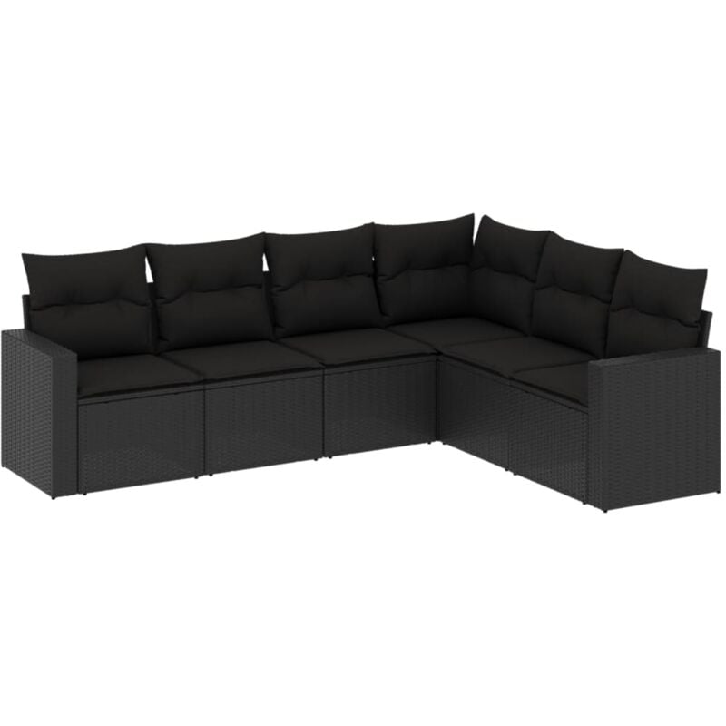 Vidaxl - Salon de jardin 6 pcs avec coussins noir résine tressée