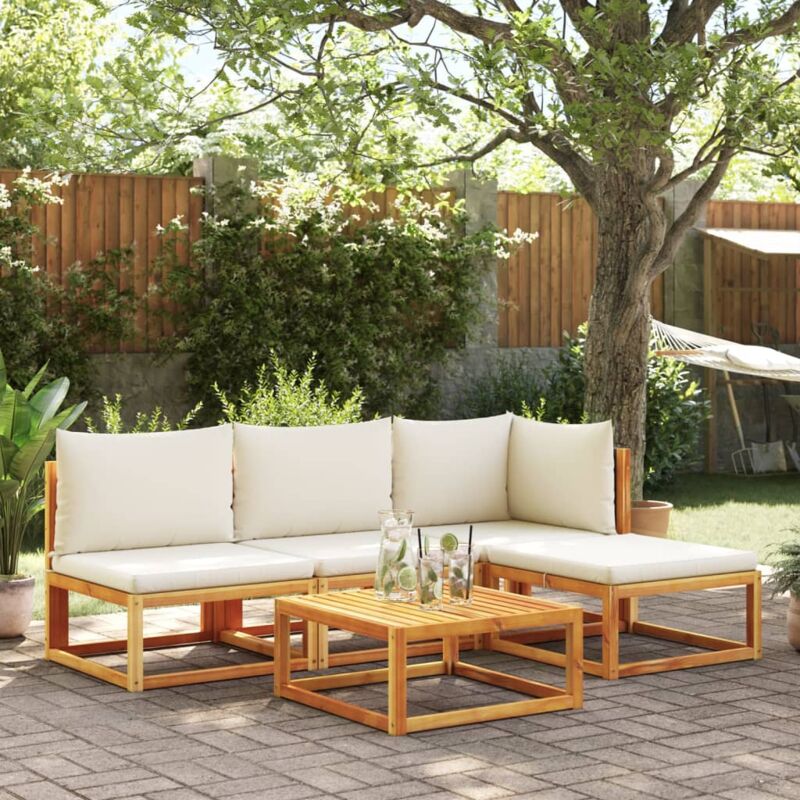 Vidaxl - Salon de jardin avec coussins 5 pcs Bois d'acacia solide
