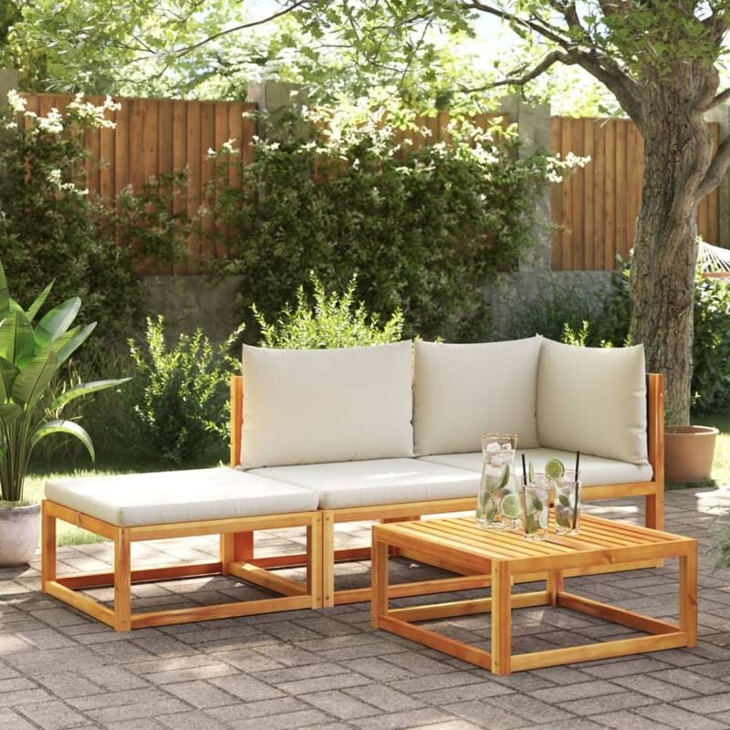 Vidaxl - Salon de jardin avec coussins 3 pcs bois massif d'acacia