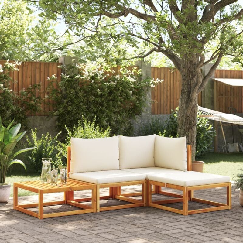 Vidaxl - Salon de jardin avec coussins 4 pcs bois d'acacia massif