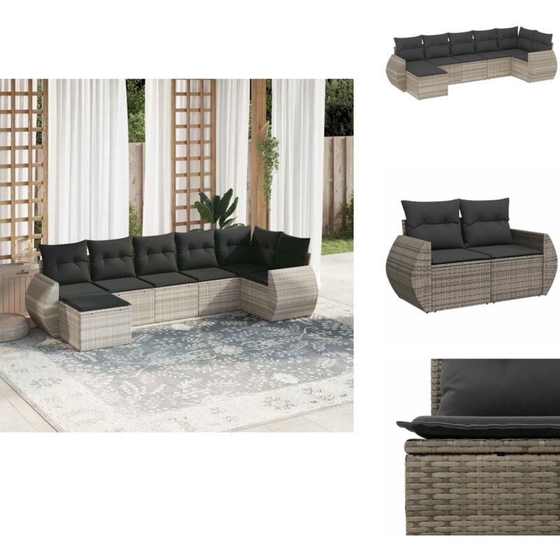 Salon de jardin avec coussins 7 pcs gris clair résine tressée - Ensemble De Canapés De Jardin - Ensembles De Canapés De Jardin - Ensemble De Canapés